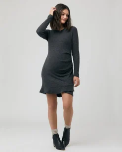 Evie Frill Hem Dress Charcoal Marle