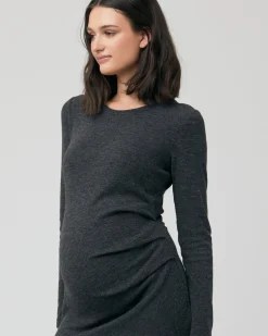 Evie Frill Hem Dress Charcoal Marle
