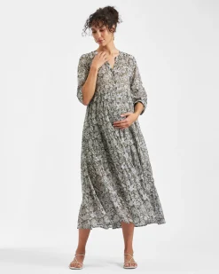 Ezra Tiered Dress Olive / White