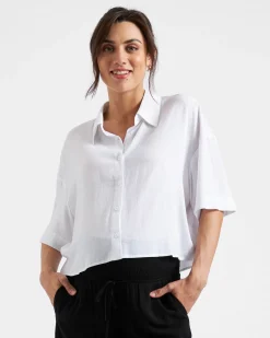 Farrah Crop Shirt  White
