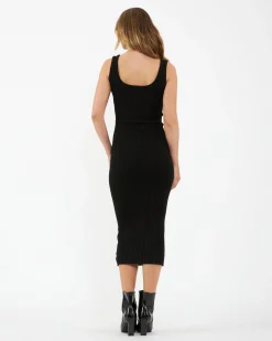 Faye Rib Knit Dress  Black
