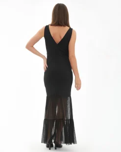 Gwen Mesh Tiered Hem Dress Black