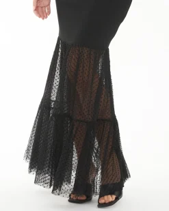 Gwen Mesh Tiered Hem Dress Black