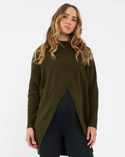 Hallie Cross Over Knit Khaki