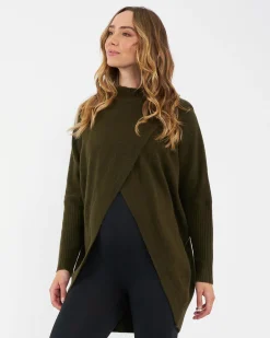 Hallie Cross Over Knit Khaki