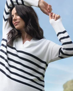 Hanna Nursing Knit  White / Navy