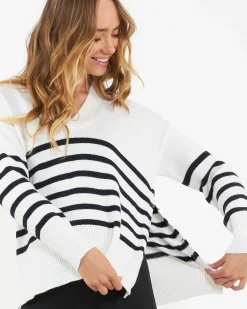 Hanna Nursing Knit  White / Navy