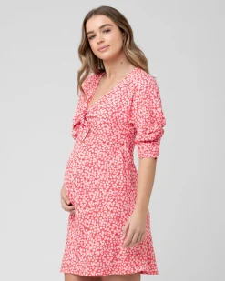Harriet Tie Front Dress  Red / Lilac