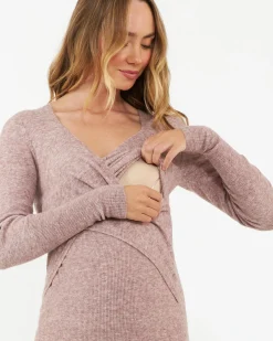 Heidi Nursing Knit Dress  Pink Marle