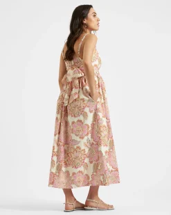 Hope Tie Back Linen Dress  Natural