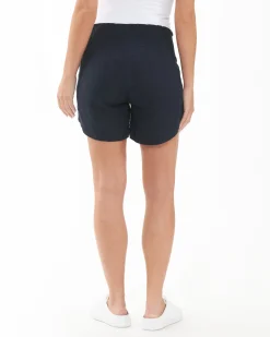 Indi Shirred Linen Short Navy