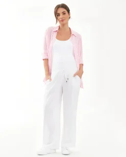 Indi Wide Leg Linen Pant White