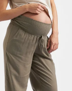 Indi Wide Leg Linen Pant Olive