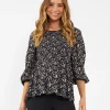 Izzie Shirred Top  Midnight / Mocha