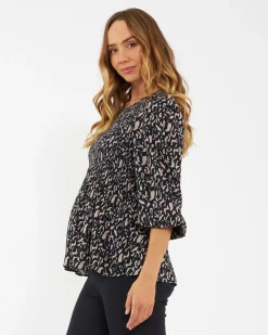 Izzie Shirred Top  Midnight / Mocha
