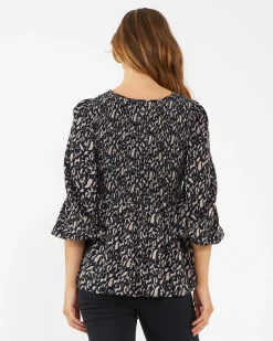 Izzie Shirred Top  Midnight / Mocha