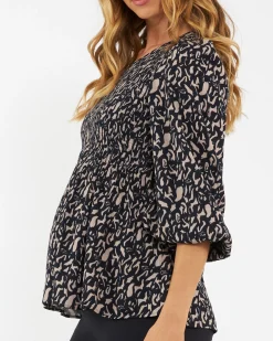 Izzie Shirred Top  Midnight / Mocha