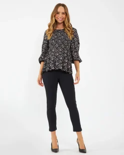 Izzie Shirred Top  Midnight / Mocha