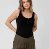 Izzy Button Down Rib Tank  Black