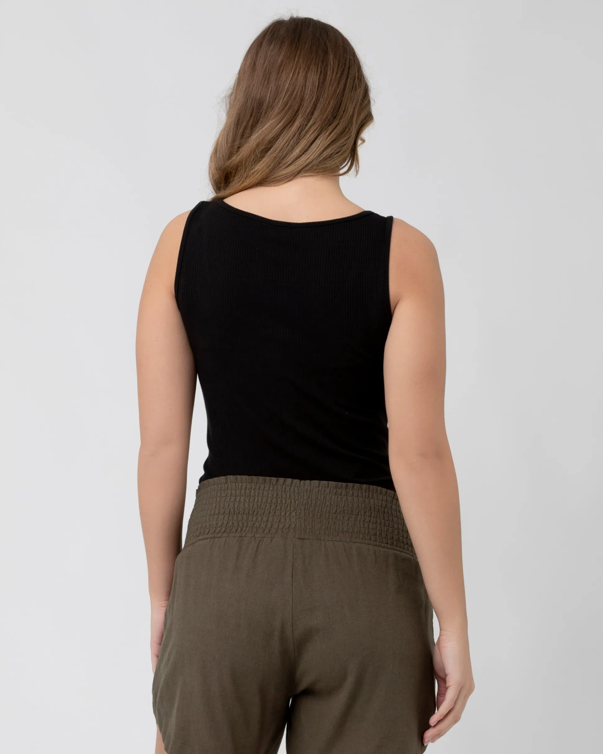 Izzy Button Down Rib Tank Black