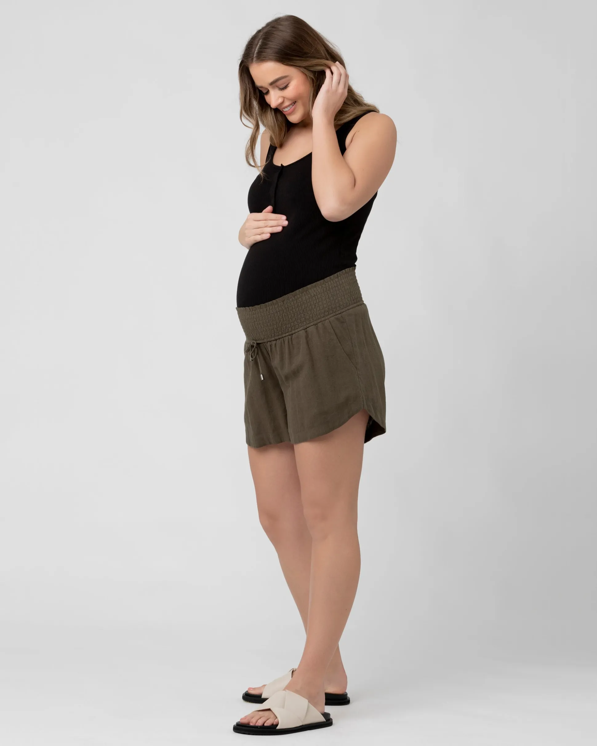 Izzy Button Down Rib Tank Black
