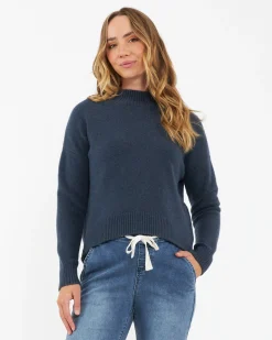 Jade Crop Nursing Knit Denim Marle