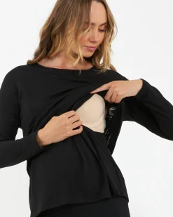 Jazmin Long Sleeve Nursing Top Black