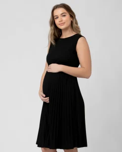Knife Pleat Dress Black