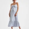 Lana Tie Front Dress  Sky Blue / Navy / White