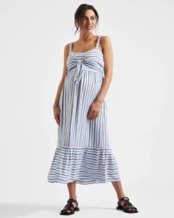 Lana Tie Front Dress  Sky Blue / Navy / White