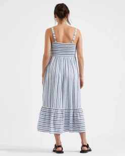 Lana Tie Front Dress  Sky Blue / Navy / White