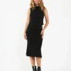 Layered Knit Nursing Dress Black