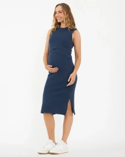 Layered Knit Nursing Dress Ink
