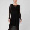 Leo Flocked Nursing Dress Black