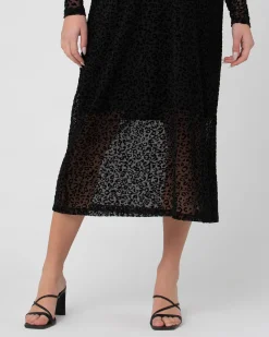 Leo Flocked Nursing Dress Black
