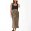 Lexie Satin Skirt Olive