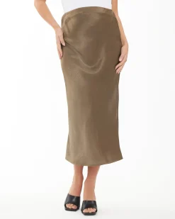 Lexie Satin Skirt Olive