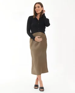 Lexie Satin Skirt Olive