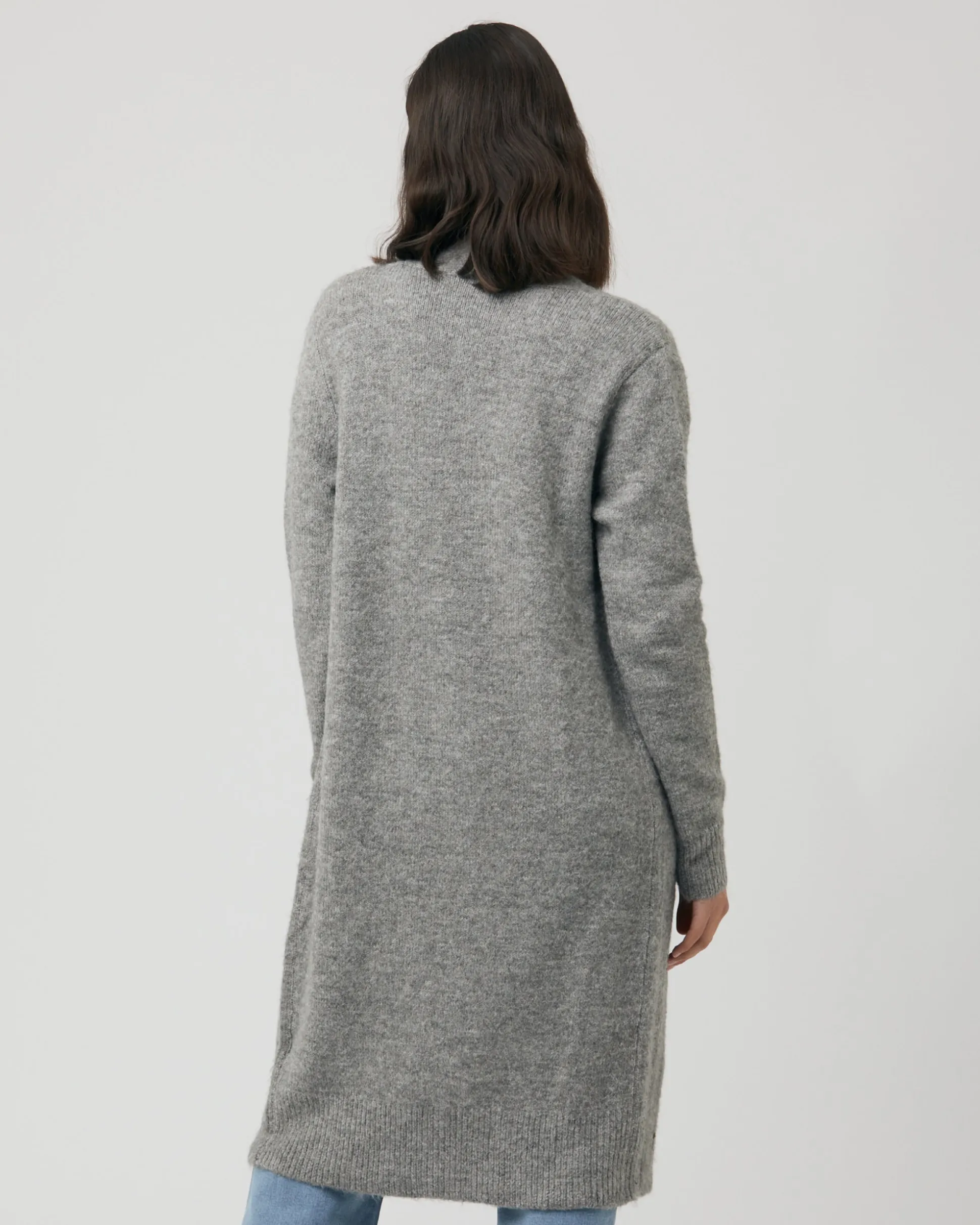 Linda Longline Knit Cardigan Charcoal Marle