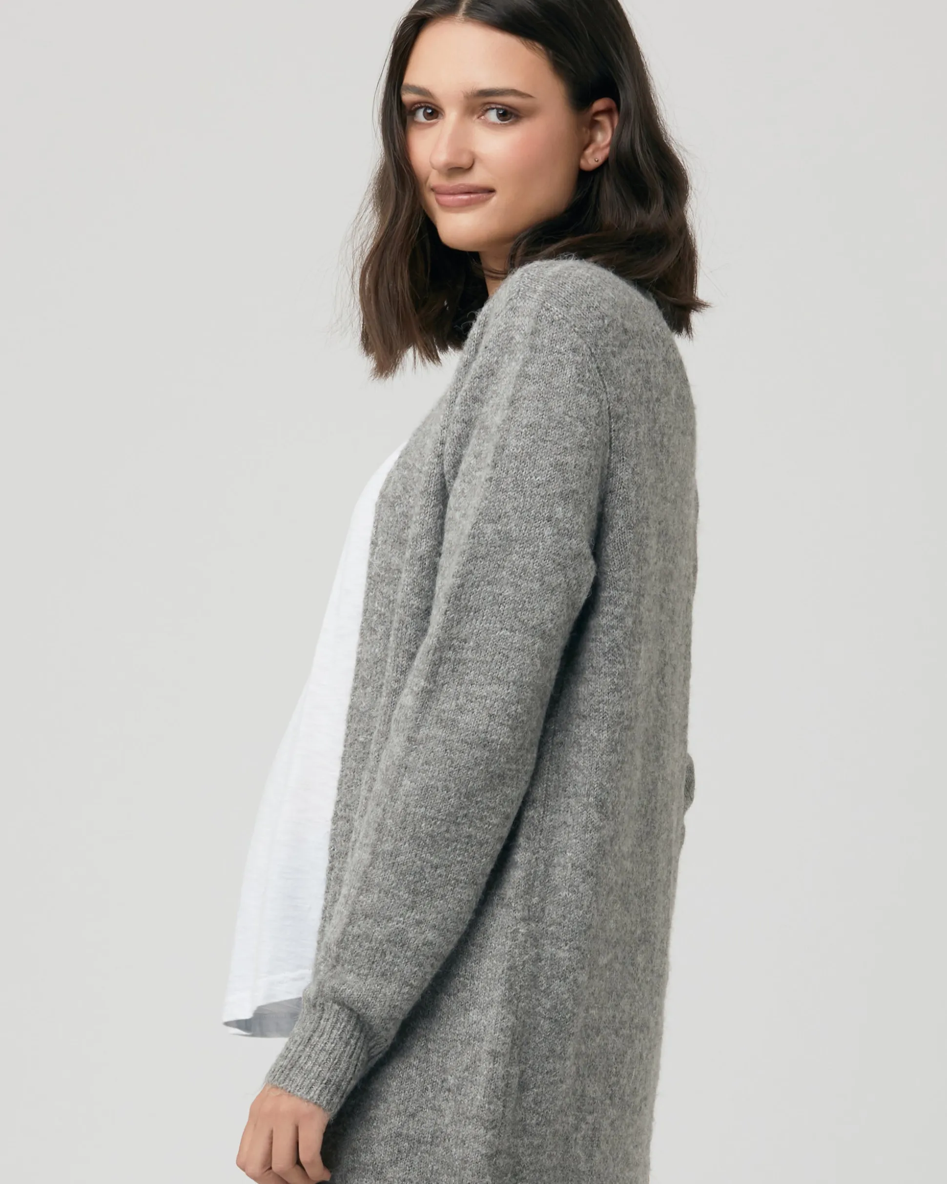 Linda Longline Knit Cardigan Charcoal Marle