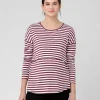 Lionel Long Sleeve Nursing Tee Maroon / White