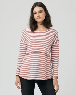 Lionel Long Sleeve Nursing Tee Blush / White