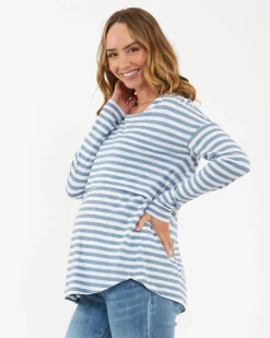 Lionel Long Sleeve Nursing Tee Petrol / White