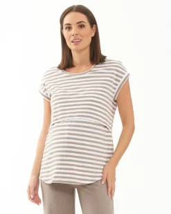 Lionel Nursing Tee Taupe / White