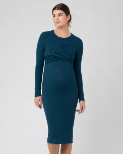 Lola Cross Front Nursing Dress Peacock