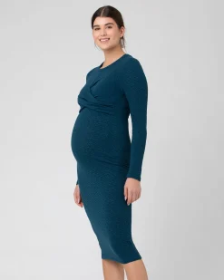 Lola Cross Front Nursing Dress Peacock