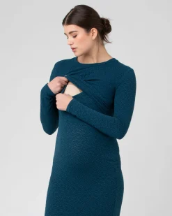 Lola Cross Front Nursing Dress Peacock