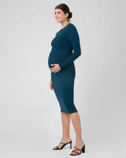 Lola Cross Front Nursing Dress Peacock