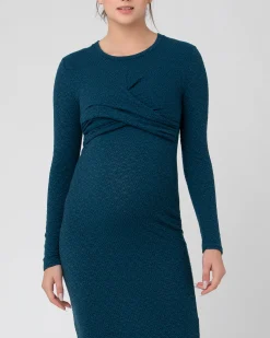 Lola Cross Front Nursing Dress Peacock