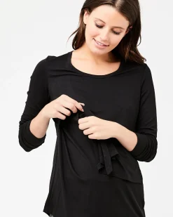 Long Sleeve Lara Nursing Tee Black